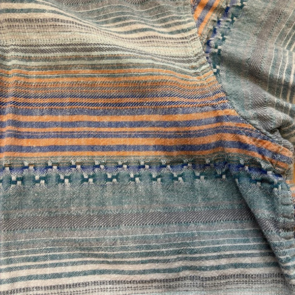 Columbia | Regular Fit Blue Orange Retro ButtonUp Short Sleeve Hemp Shirt Size M - Picture 6 of 7